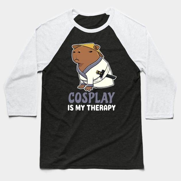 Cosplay is my therapy cartoon Capybara Samurai Baseball T-Shirt by capydays